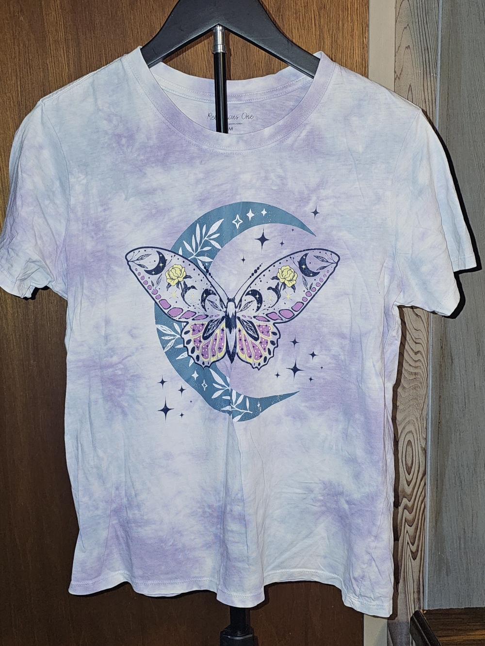 Rebellious One Lavender Tie-Dye Butterfly & Moon Graphic Tee